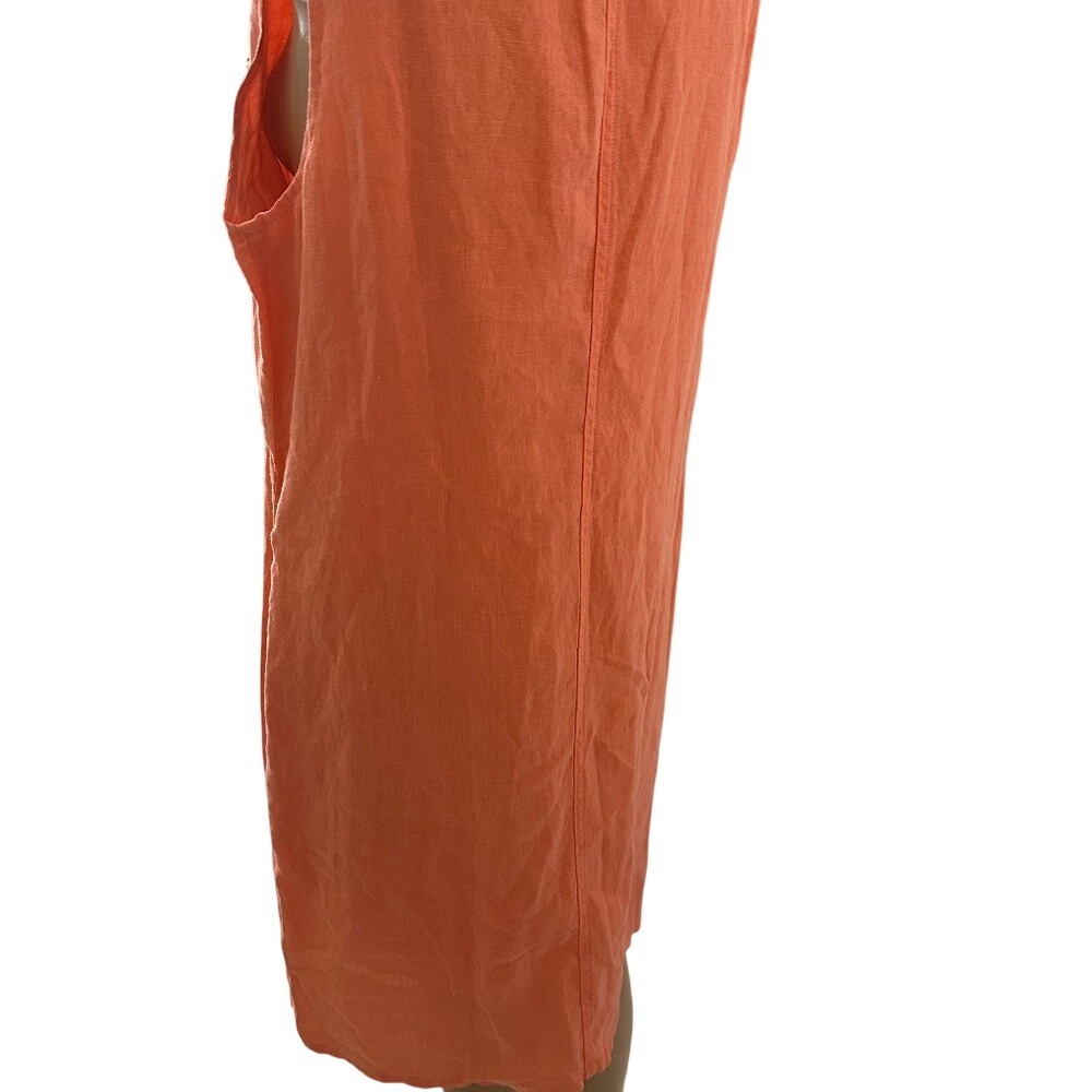 Tommy Bahama Two Palms Linen Shift‎ Dress Coral M/M 8-10 V-Neck Sleeveless - Picture 3 of 5